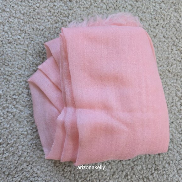 NEW Featherlight Cashmere Scarf Pink Ovcio Tissue Weight - Picture 6 of 12